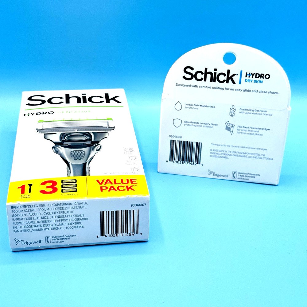 Schick Hydro Sensitive Razor Bundle - Handle Pack with 1 Dry Skin Refill Pack
