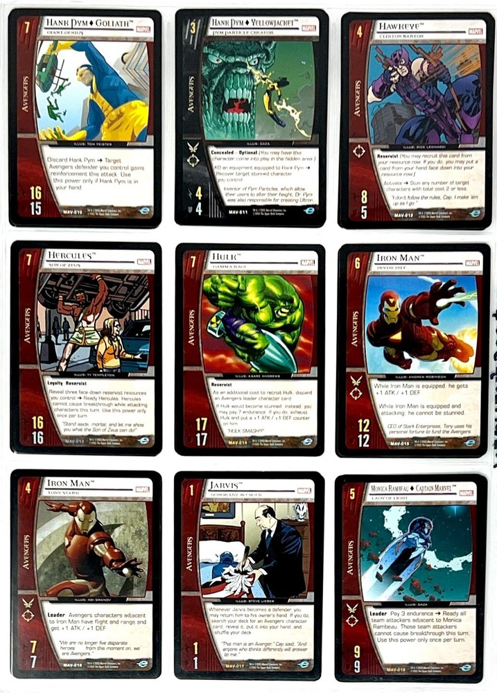 VS System Marvel The Avengers 2005 MAV 220/220 COMPLETE SET LP-NM