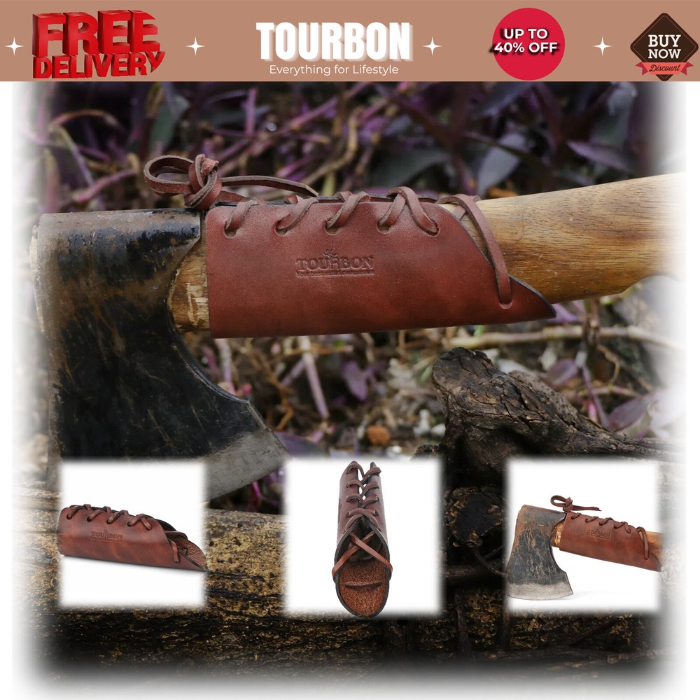 Tourbon Leather Axe Collar Ax Guard Holster Tools Handle Holder Neck Protector
