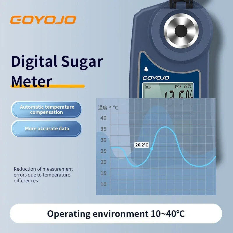 Digital Fruit Refractometer Brix Meter 0-55.0% Measurement Sugar Content Tester
