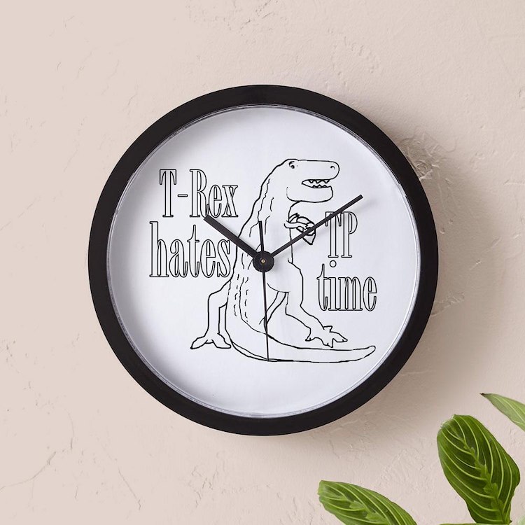 CafePress T Rex TP Time 10" Wall Clock (689528306)