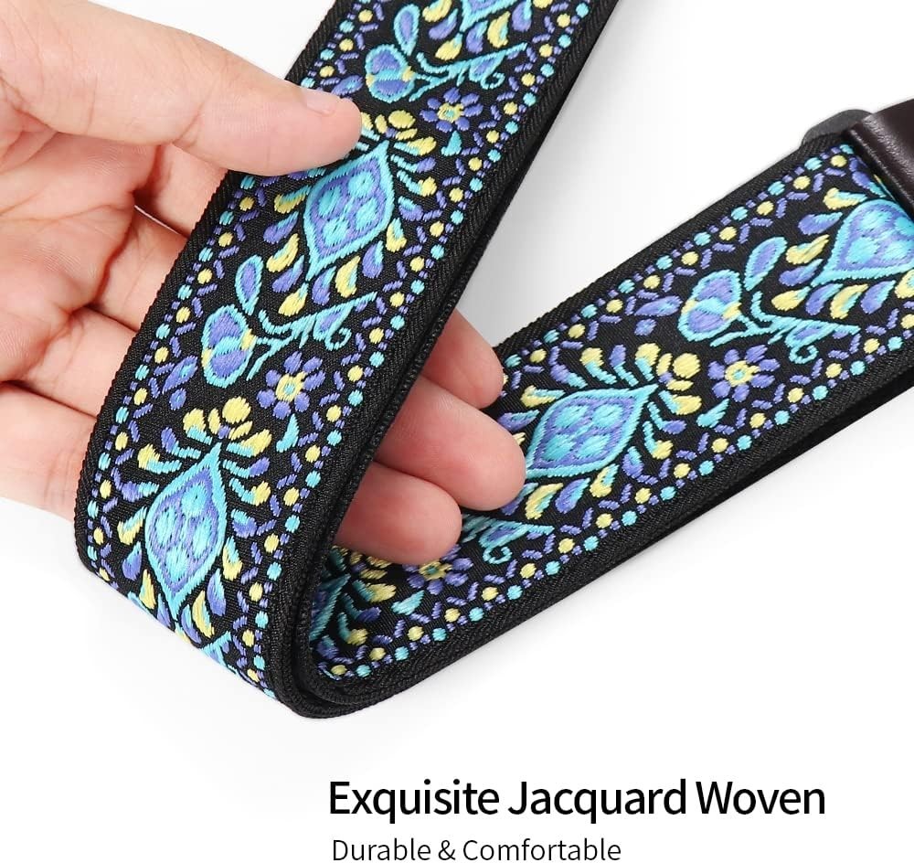 Comfortable Jacquard Ukulele Strap - Adjustable Size & Elegant Floral Pattern