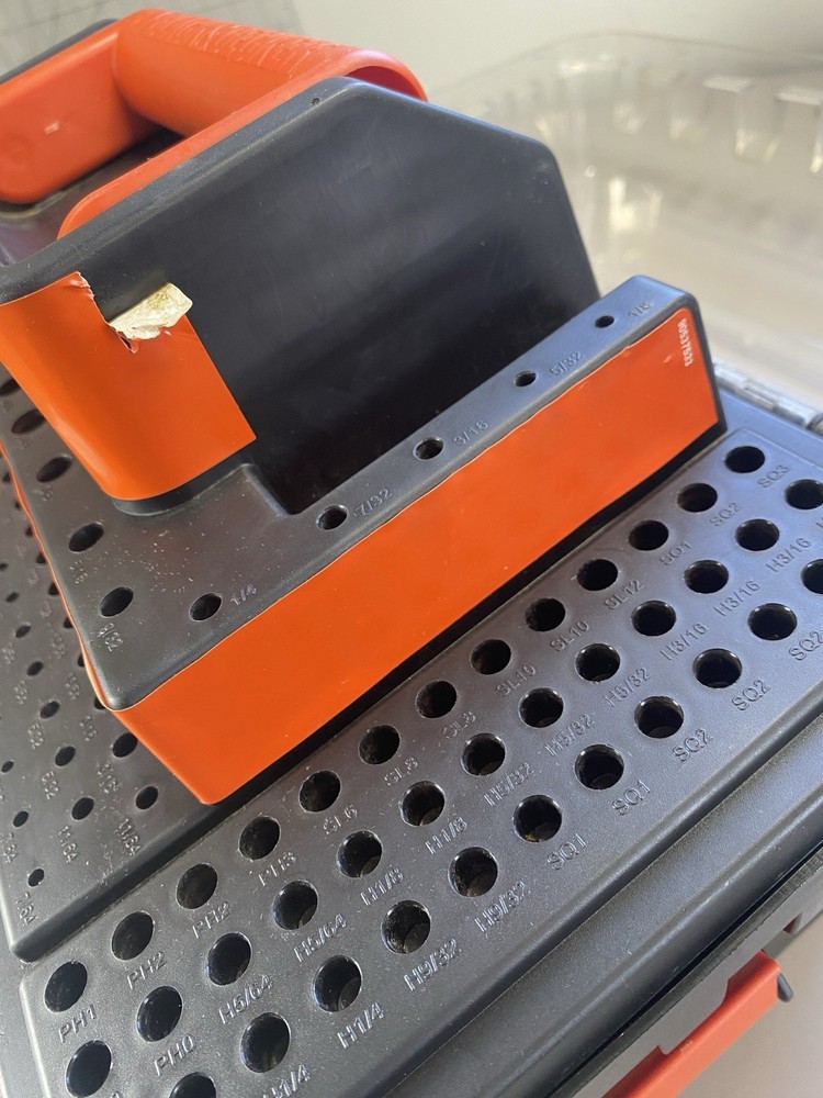 RARE FIND: Black & Decker Drill Accessory Storage Organizer Box Bits, Hole Saw