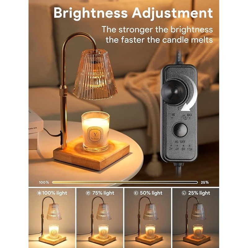 Candle Warmer Lamp Dimmer Timer Adjustable Height Eco-Friendly Aromatherapy New