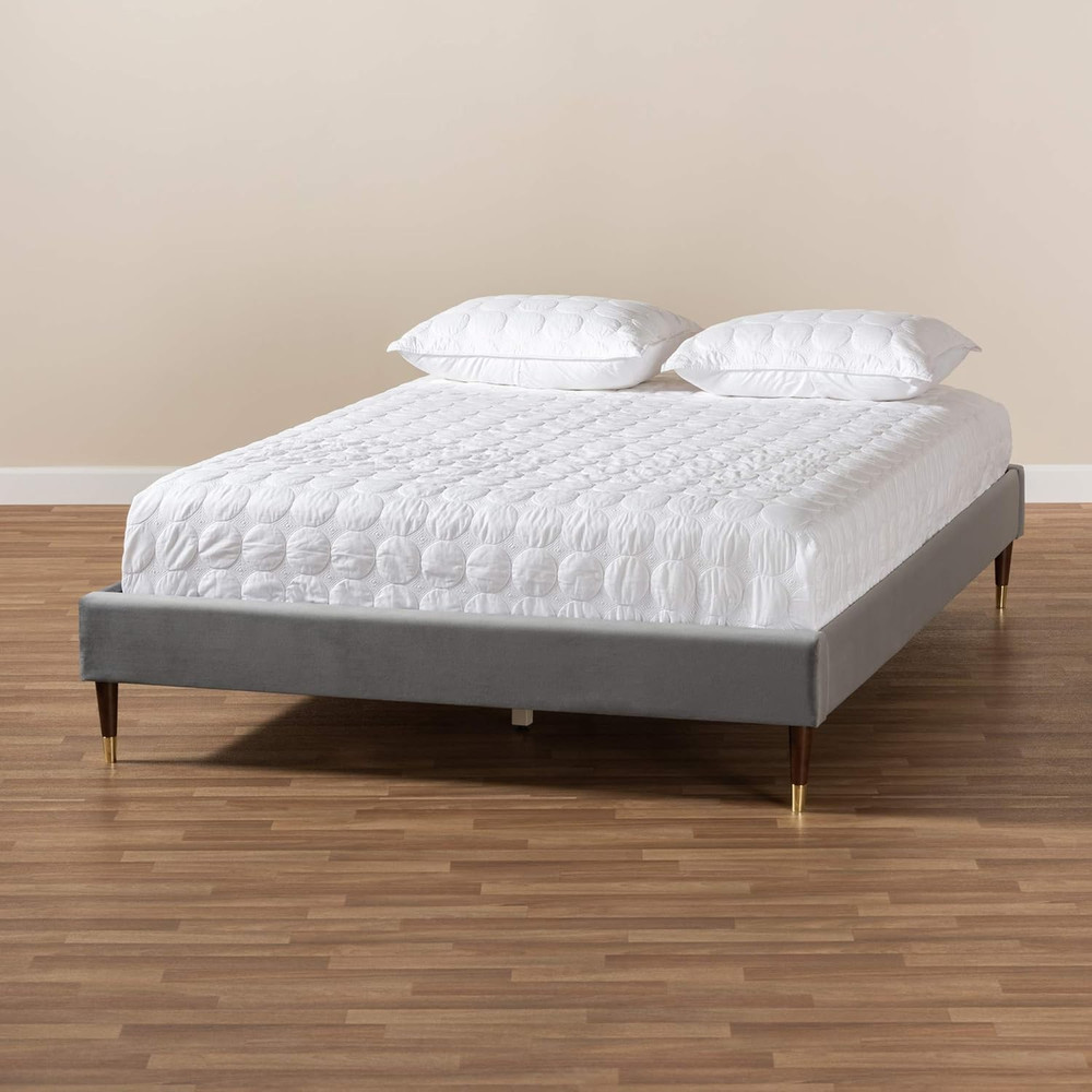 Stylish Gray Double Bed Frame by for Modern Bedrooms