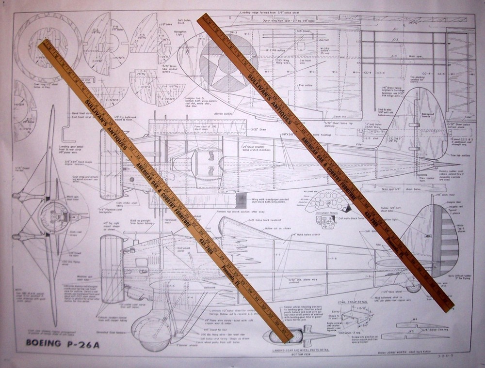 Boeing P-26A PLAN + CONSTRUCTION ARTICLE for 41" EXACT SCALE UC Model Airplane