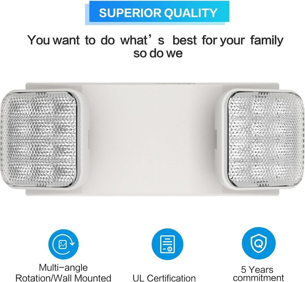 LED Emergency Light Commercial Adjustable 2 Head Battery Backup UL Listed 6 Pack