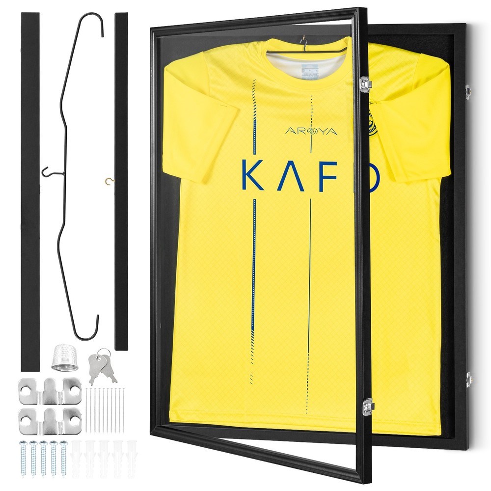 Jersey Display Frame Case 24 x 32 x 1.5 in Lockable Jersey Shadow Box