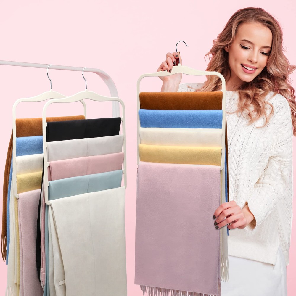Pants Hangers Space Saving,Organization and Storage for Large, Ivory White