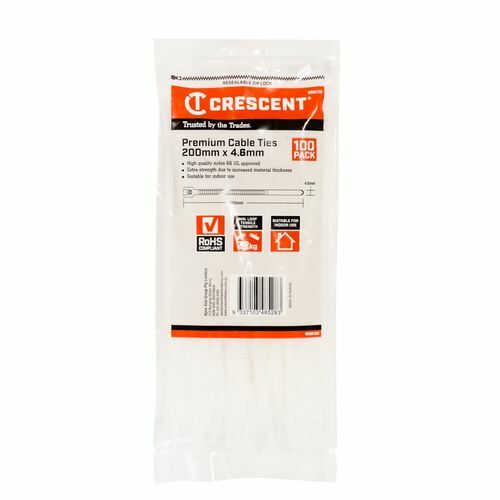 Crescent 200 x 4.6mm Natural Cable Ties - 100 Pack