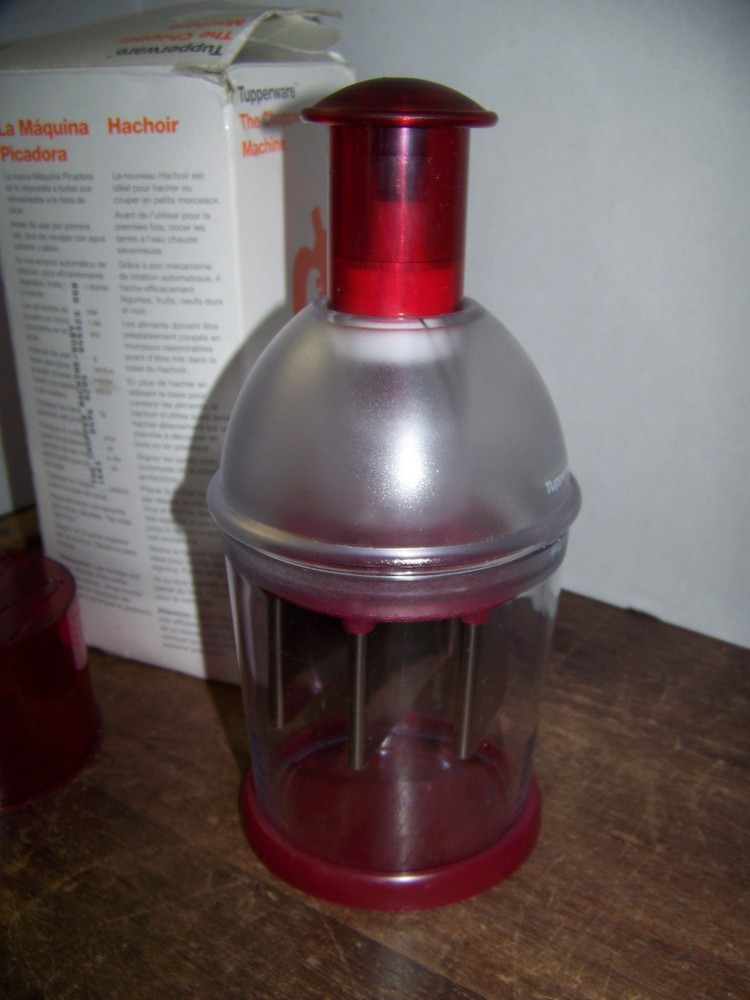 Vintage Tupperware The Chopper Machine Hand Chopper Ruby Red