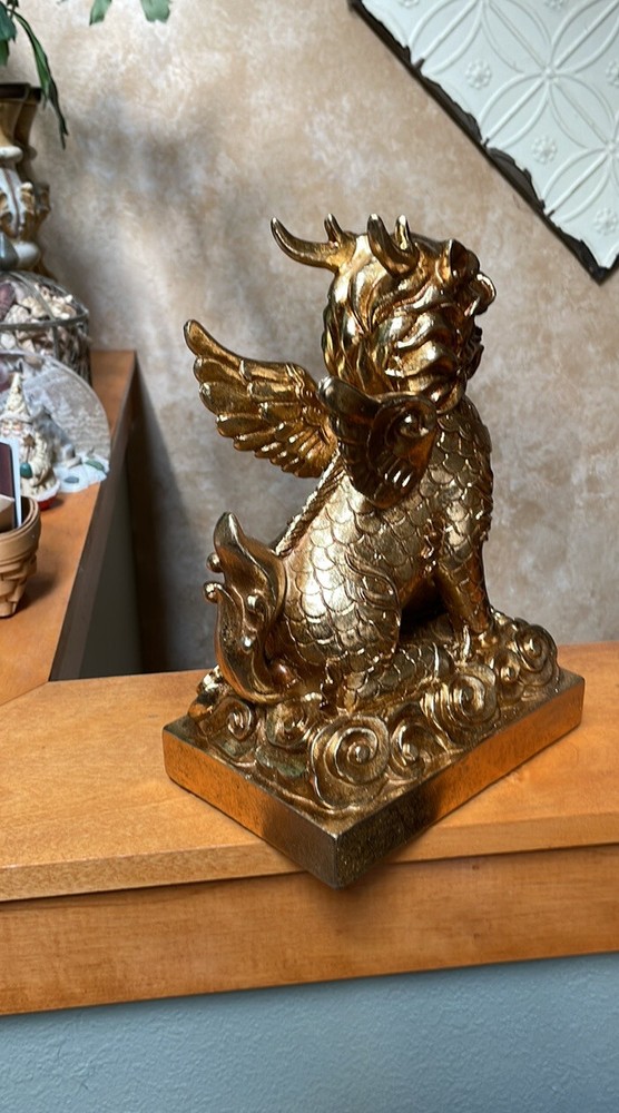 Gold Tone Winged Dragon Foo