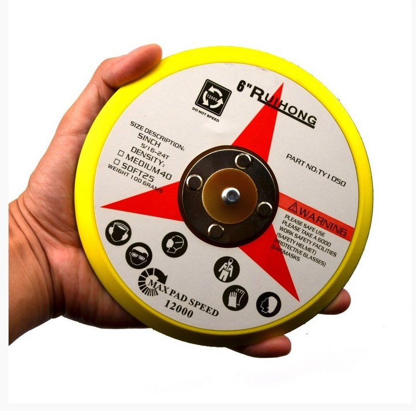 6" x 5/16-24 Male Hook & Loop Back-up Sanding Pads