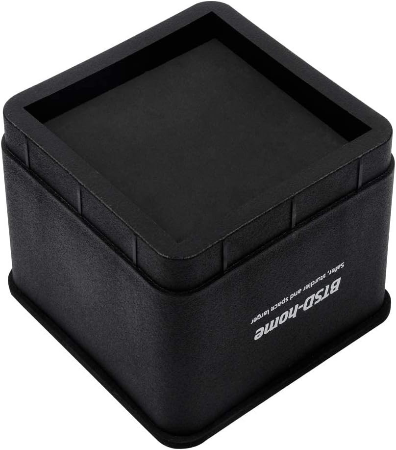 3 Inch Black Bed Risers - Heavy Duty Stackable Elevators for Under-Bed Storage