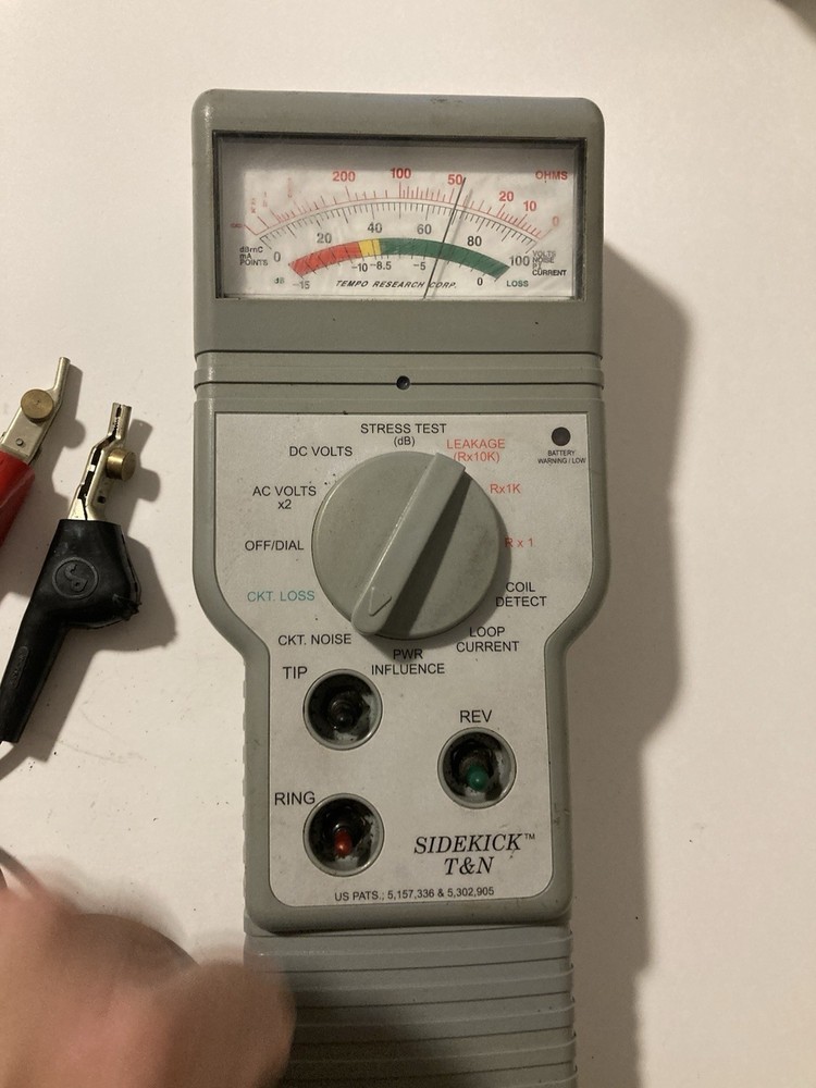 Tempo Sidekick T&N tester with wires. Tested. Nice Condition. Working.