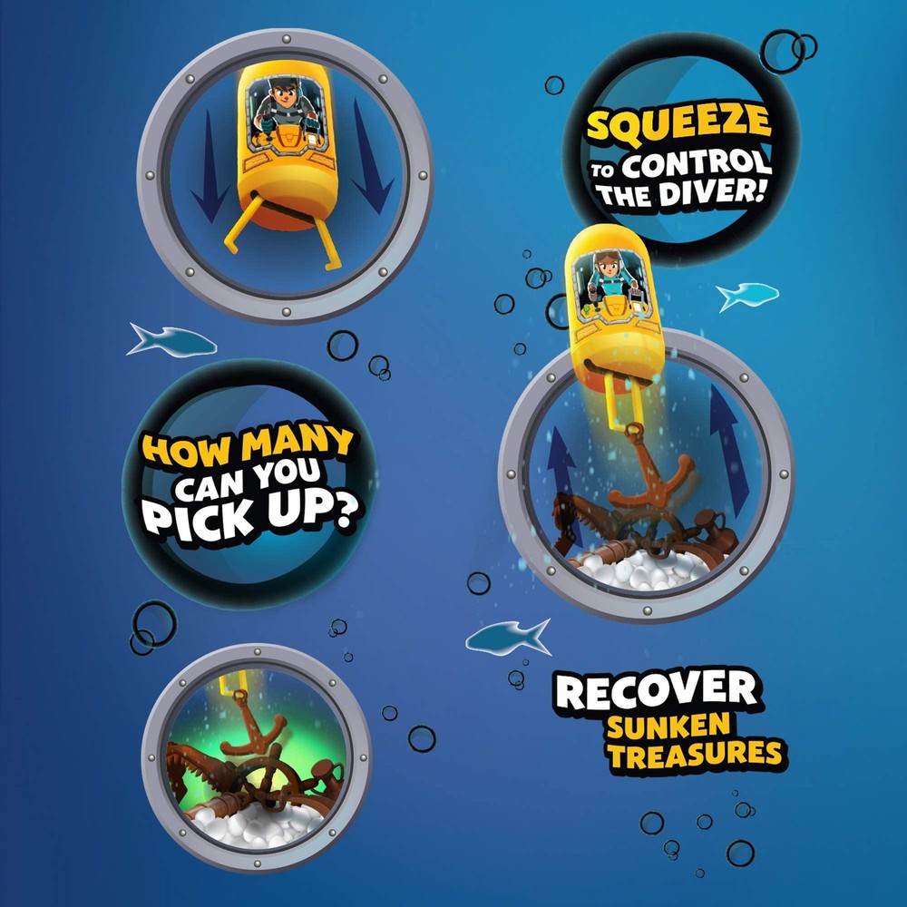 CLAWSOME! Treasure Diver Handheld Water Game | Retro Mini Medium, Multicolor