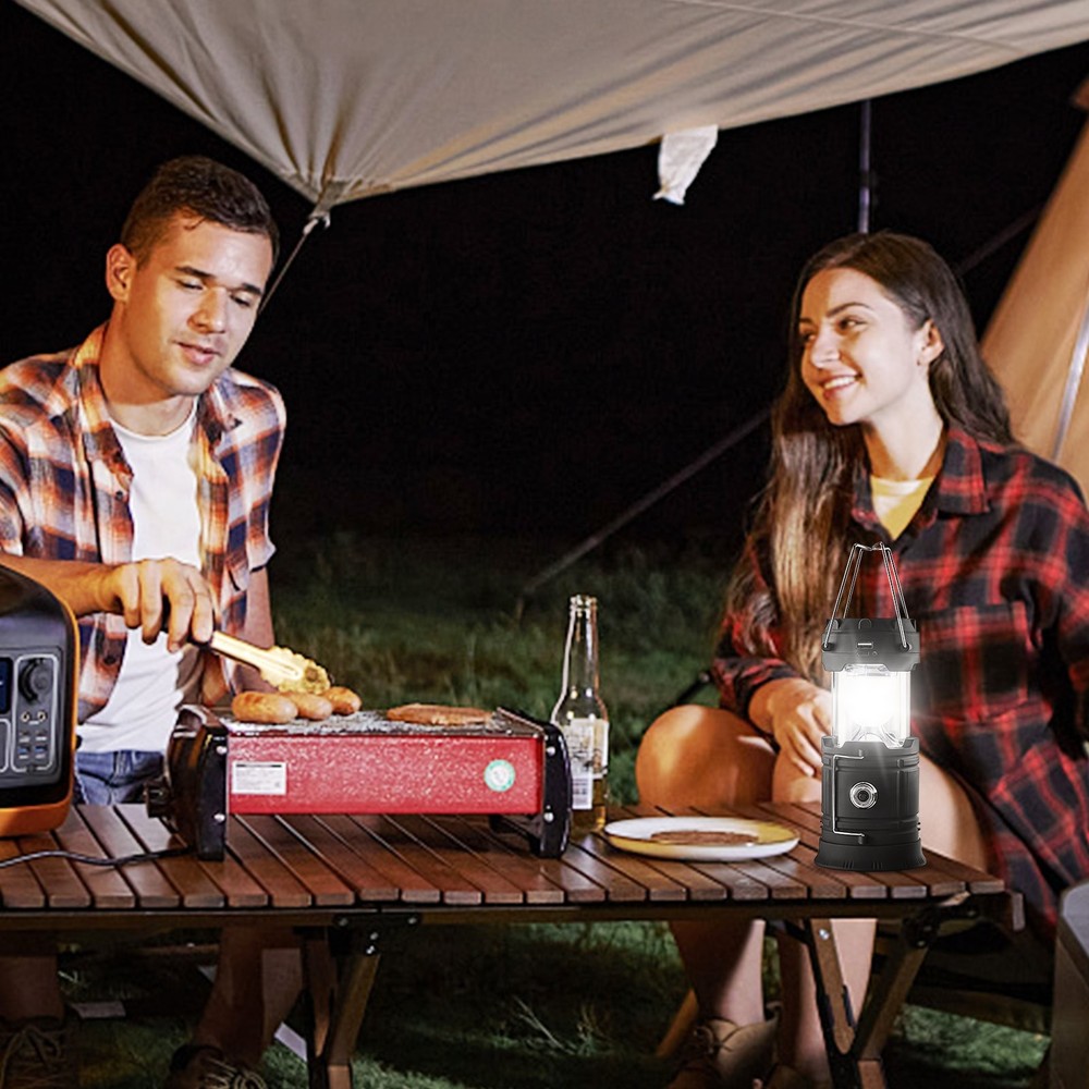LED Camping Lanterns 4 Pack Rechargeable Camping Flashlights Solar & USB C