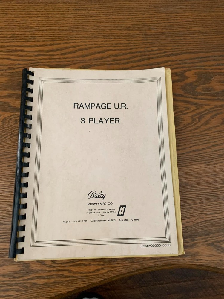 Rampage Arcade Game Manual with schematics