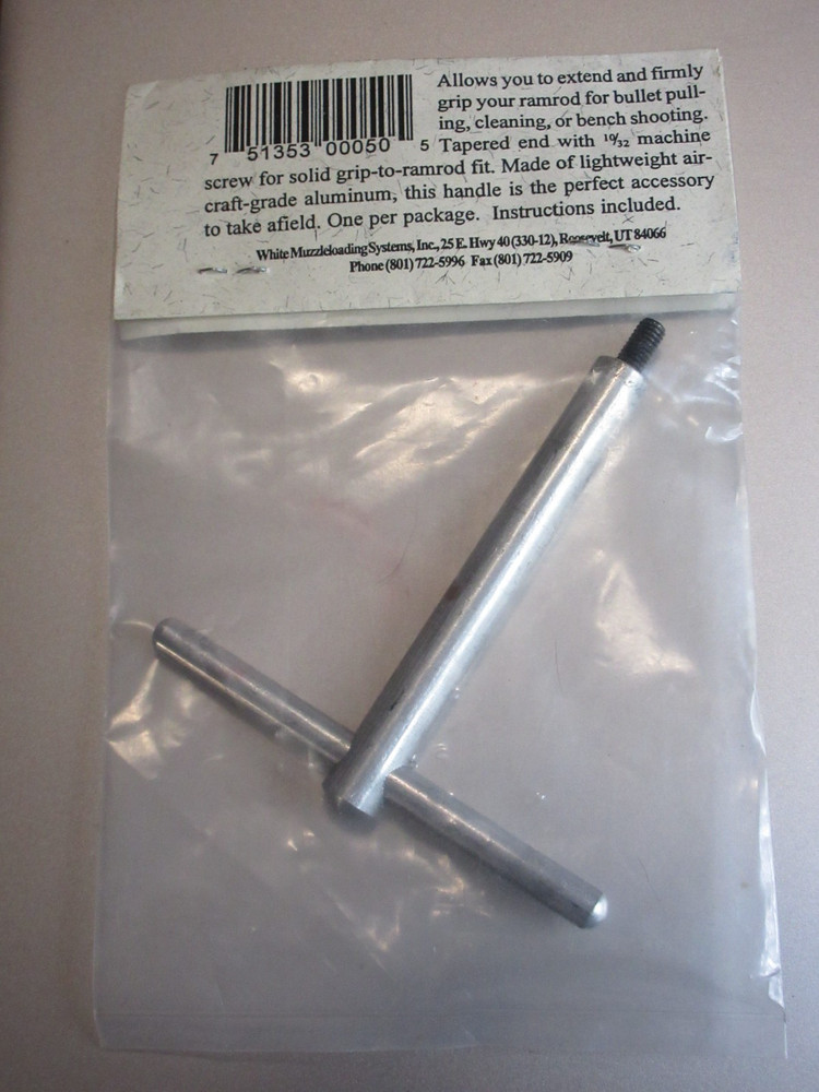 White Super T Grip Ramrod Extension Handle Muzzleoader 10/32 Thread NIP