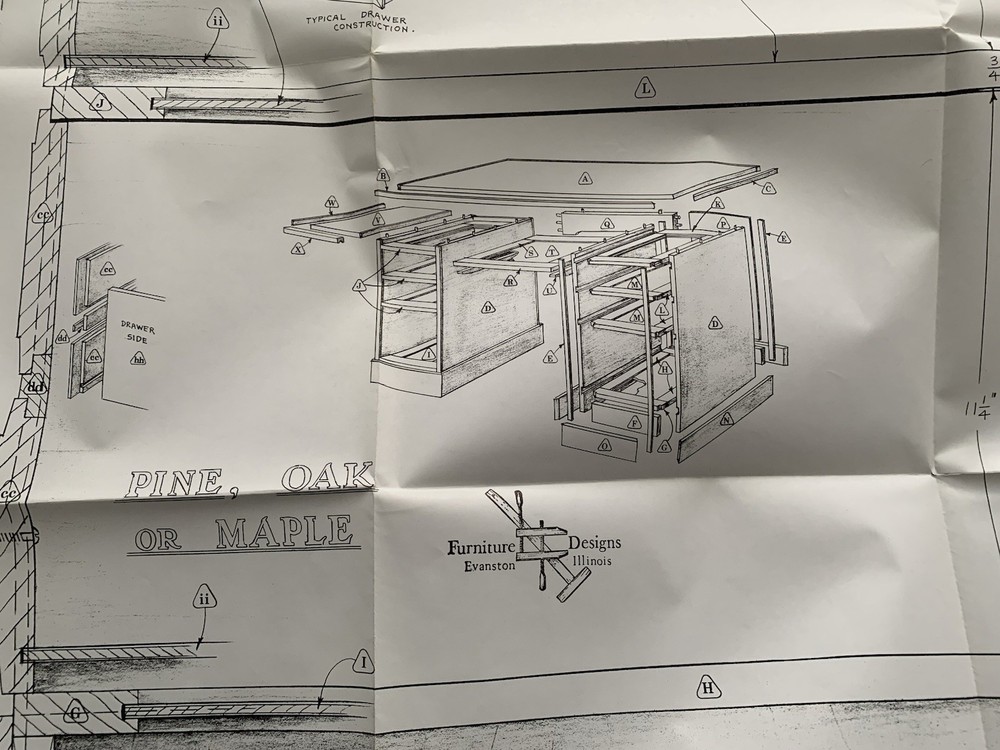 Vtg. Desk Woodworking Pattern (#10)