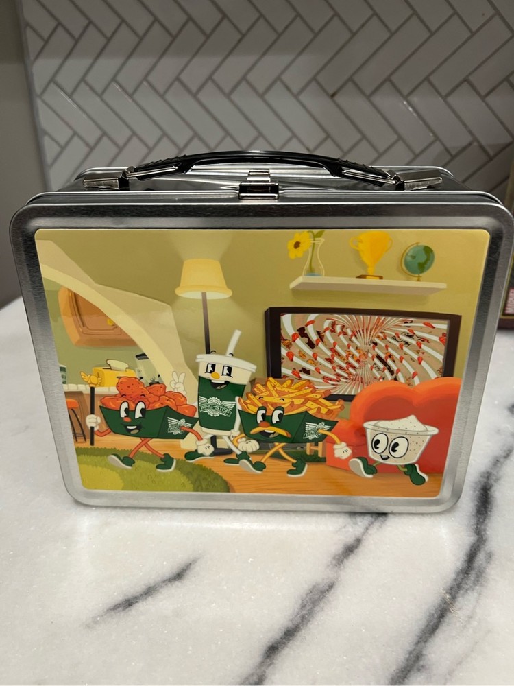 Wing-stop lunch box with drink flask.