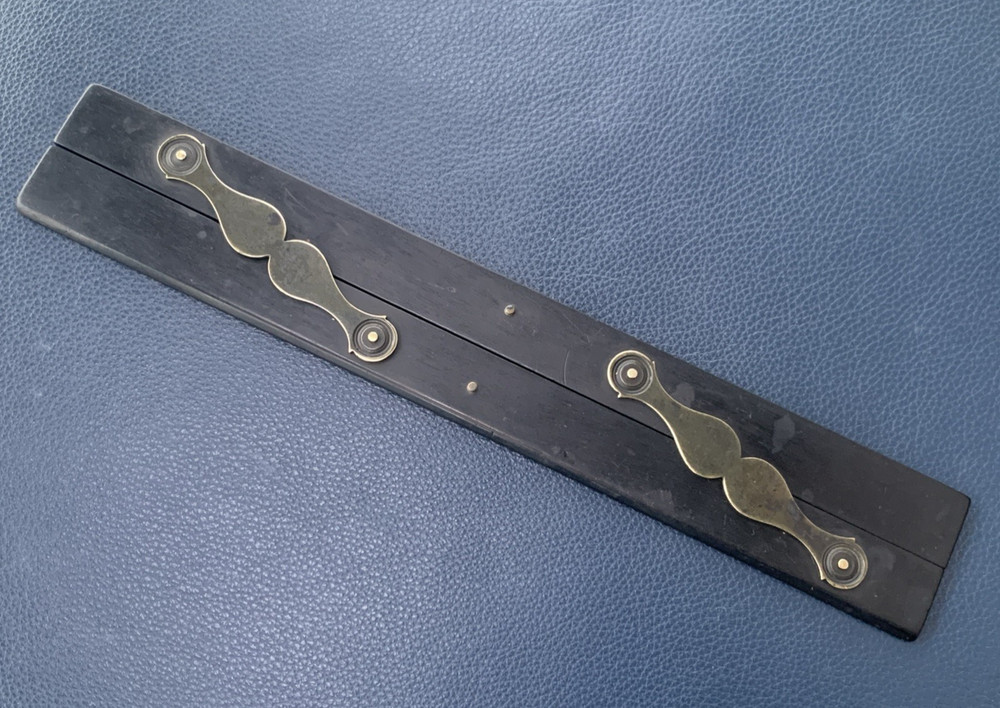 Antique Ebony & Brass Parallel Ruler Architectural Drafting / Nautical 12” Long