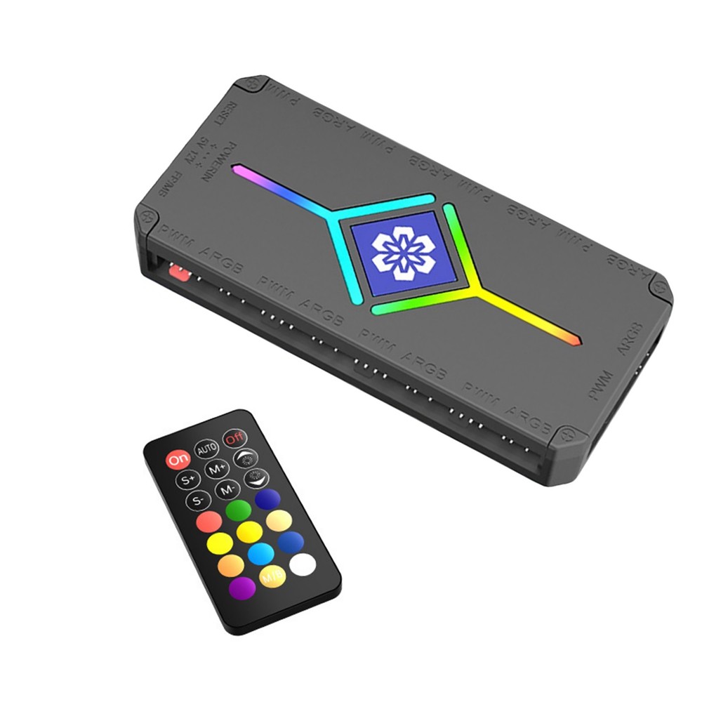 ARGB PWM Fan Controller Hub 9 Ports Remote Control for Computer PC Lighting