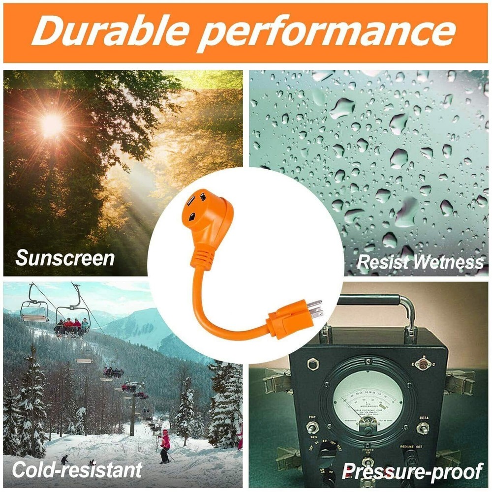 15 Amp Male to 30 Amp Female Dogbone Adapter RV Electrical Converter Cord Cable