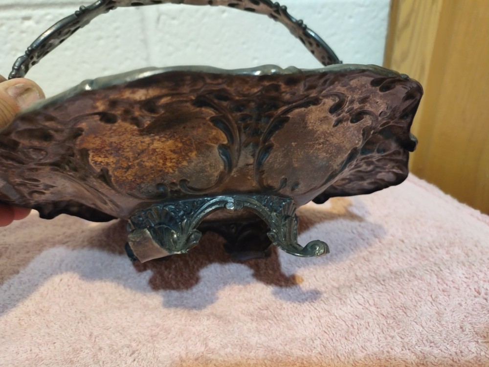 Antique Homan Silver Plate Bowl with Handle, EXC