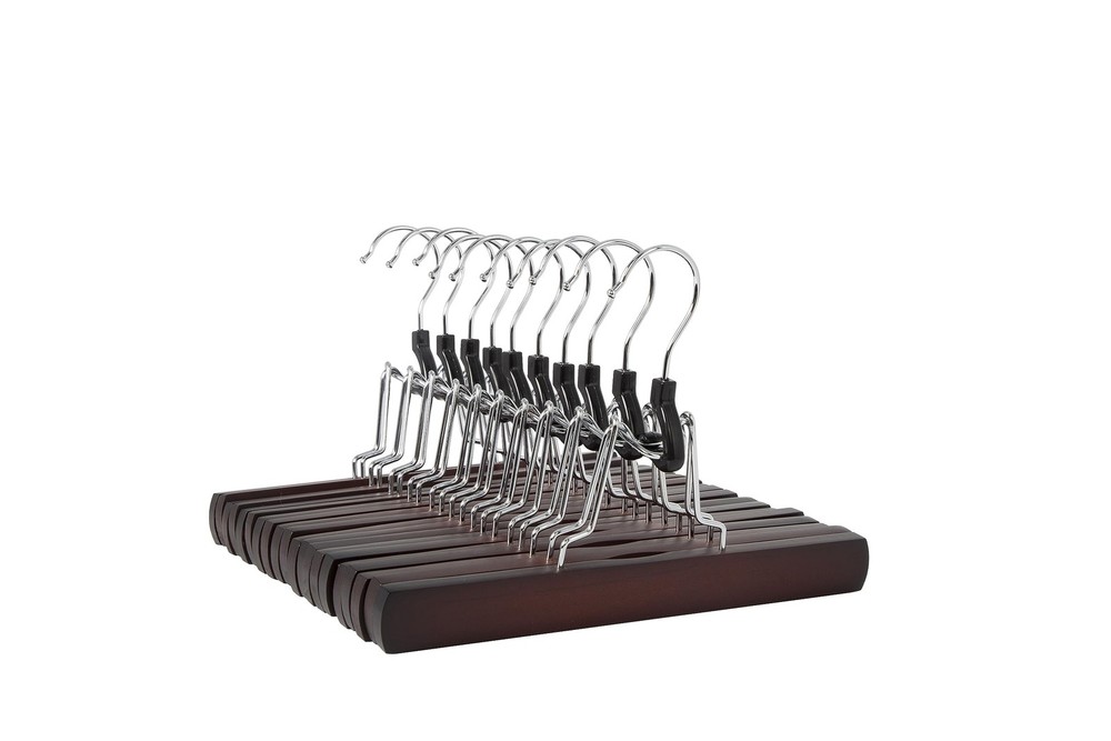 Amazon Basics Wooden Pants Hangers - Cherry, 10-Pack 10-Pack, Cherry