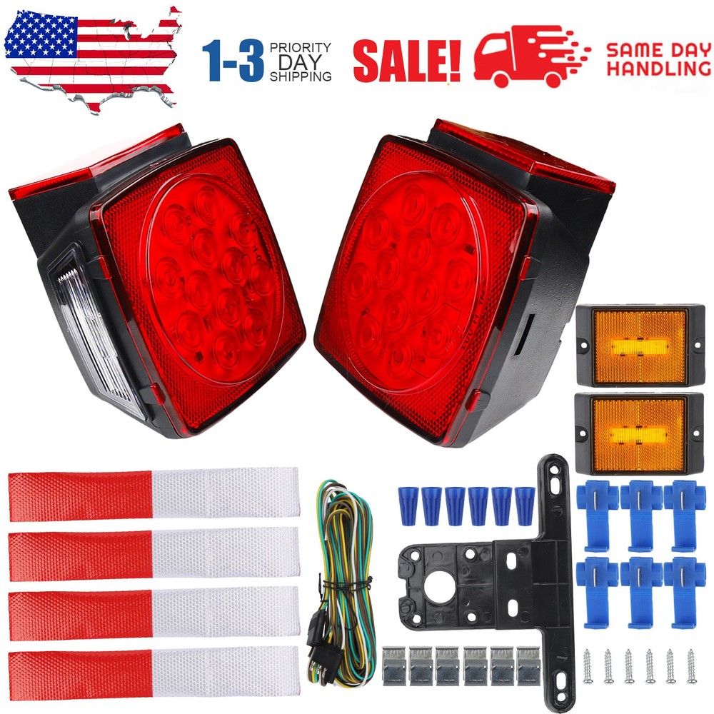 12V Rear Led Submersible Trailer Tail Lights Kit Boat Marker Truck Waterproof