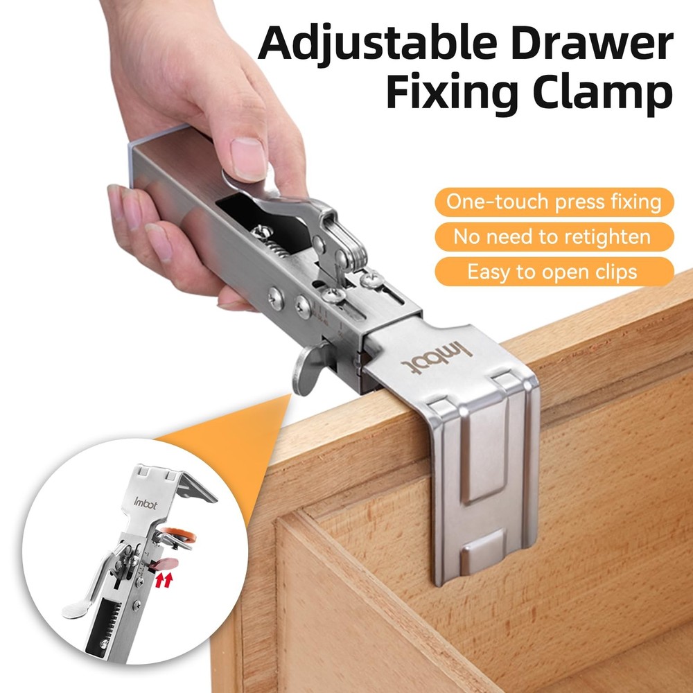 2 Pack Drawer Front Installation Clamps，Quick-Install Drawer Mounting Clips