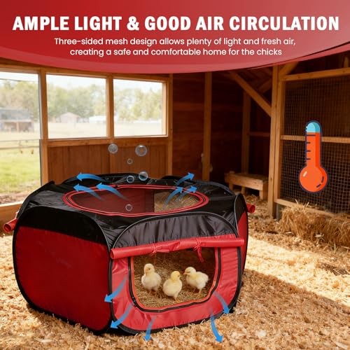 Chicken Brooder Box for Chick Starter Kit Chicken Brooder Tent,Red+Black