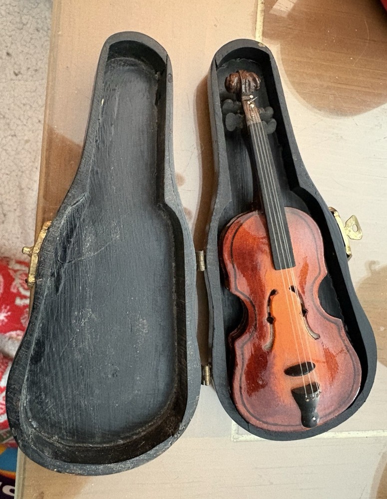 Miniature Violin With Case No Bow