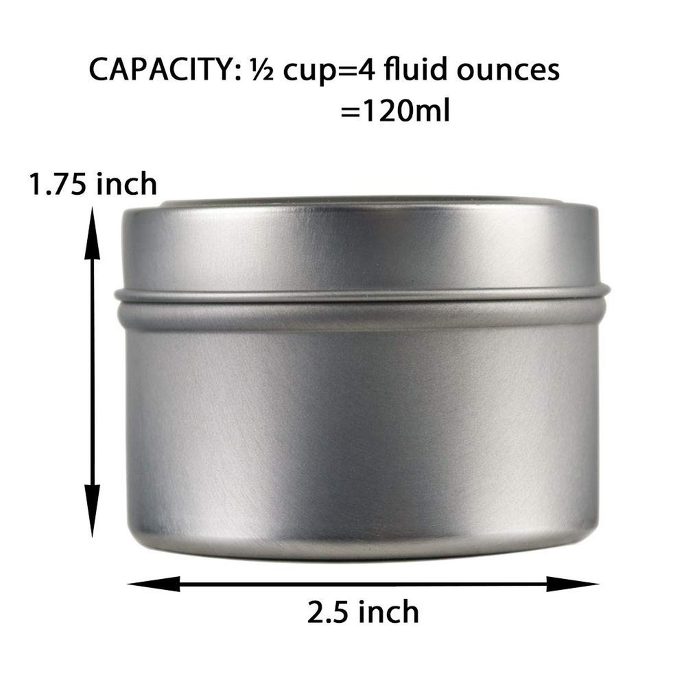 EricX Light Candle Tin 24 Piece, 4 oz, for Candle Making silver