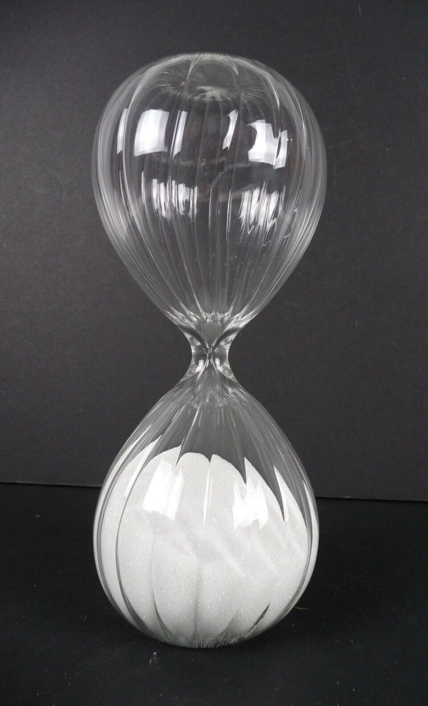 Hourglass Sand Timer 30 Minute Fluted Glass Desktop Kitchen 8”