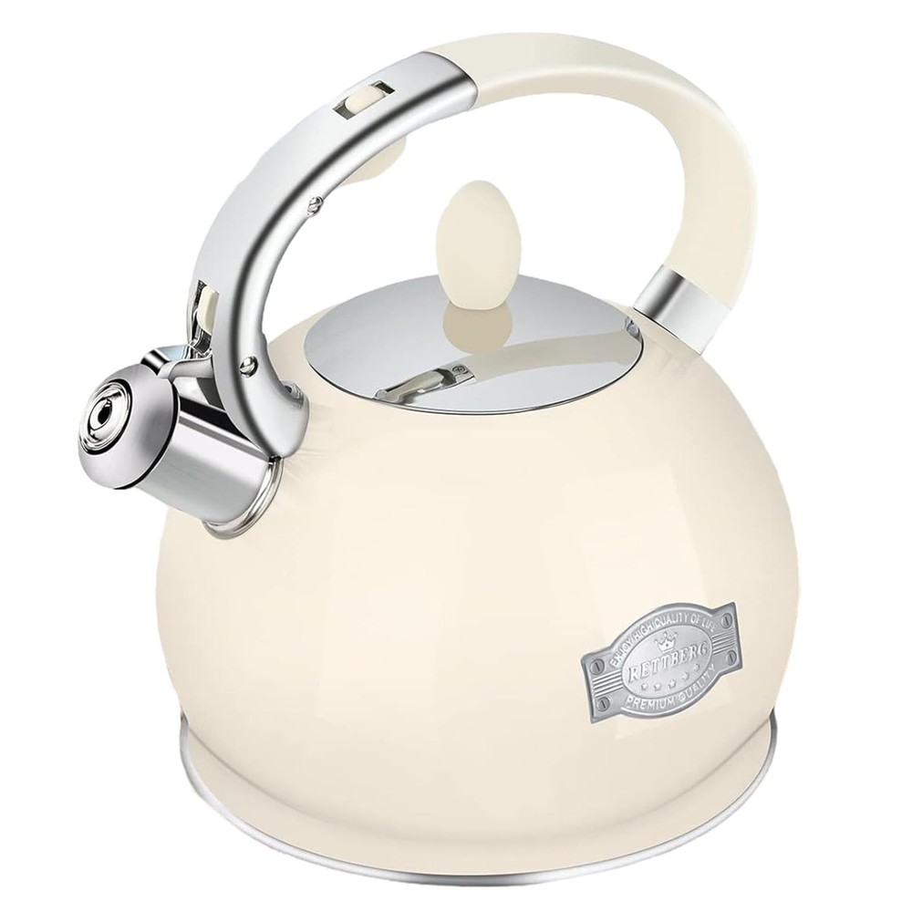 2.64 Quart Retro Food Grade Stainless Steel Induction Whistling Tea Kettle
