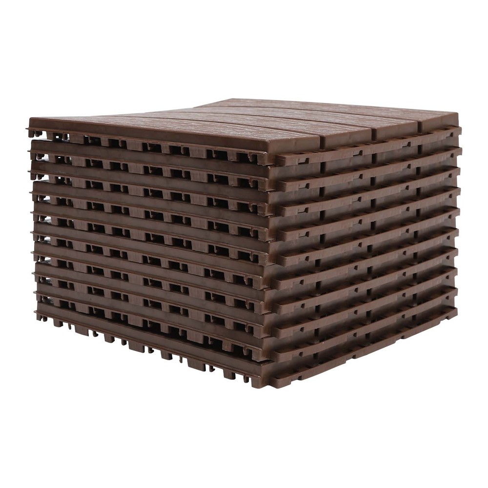 12x12" Plastic Interlocking Composite Decking Floor Deck Tiles Bacony Pavers