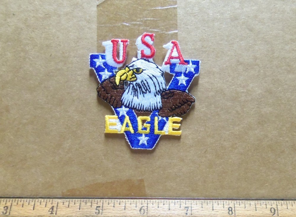 U S A - Eagle with V Embroidered Patch