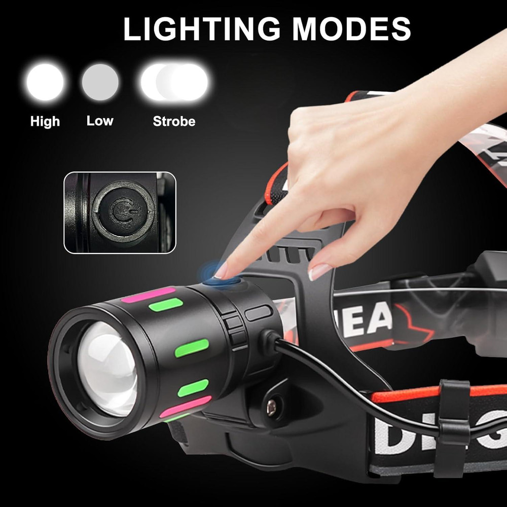 99000000LM Most Powerful LED Headlamp Head Torch Tactical Rechargeable Headlight