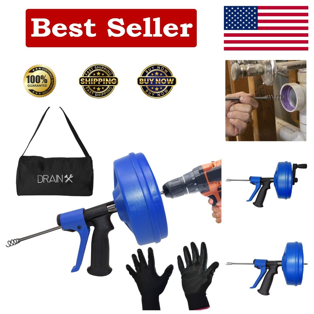 SPINFEED 35FT Drain Snake Auger: Automatic Extend & Retract for Quick Solutions