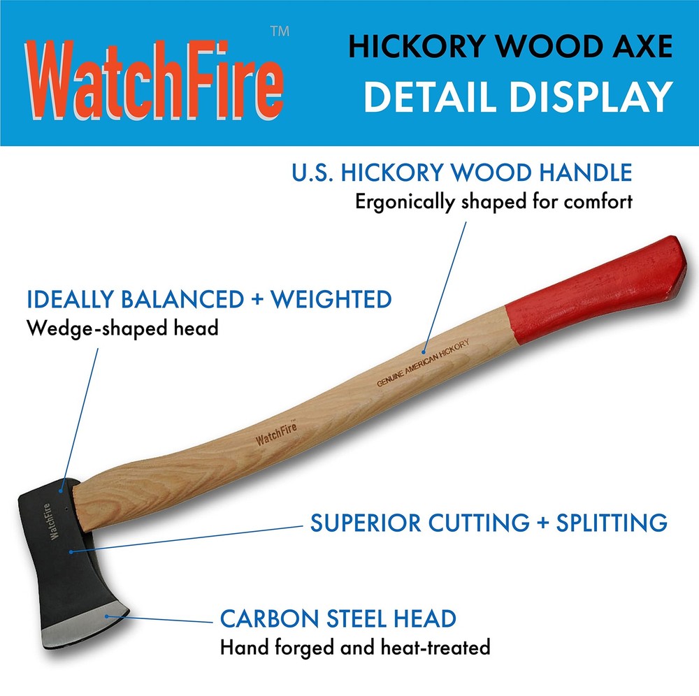 SZCO Watchfire 28" Camp Axe, Hickory Handle