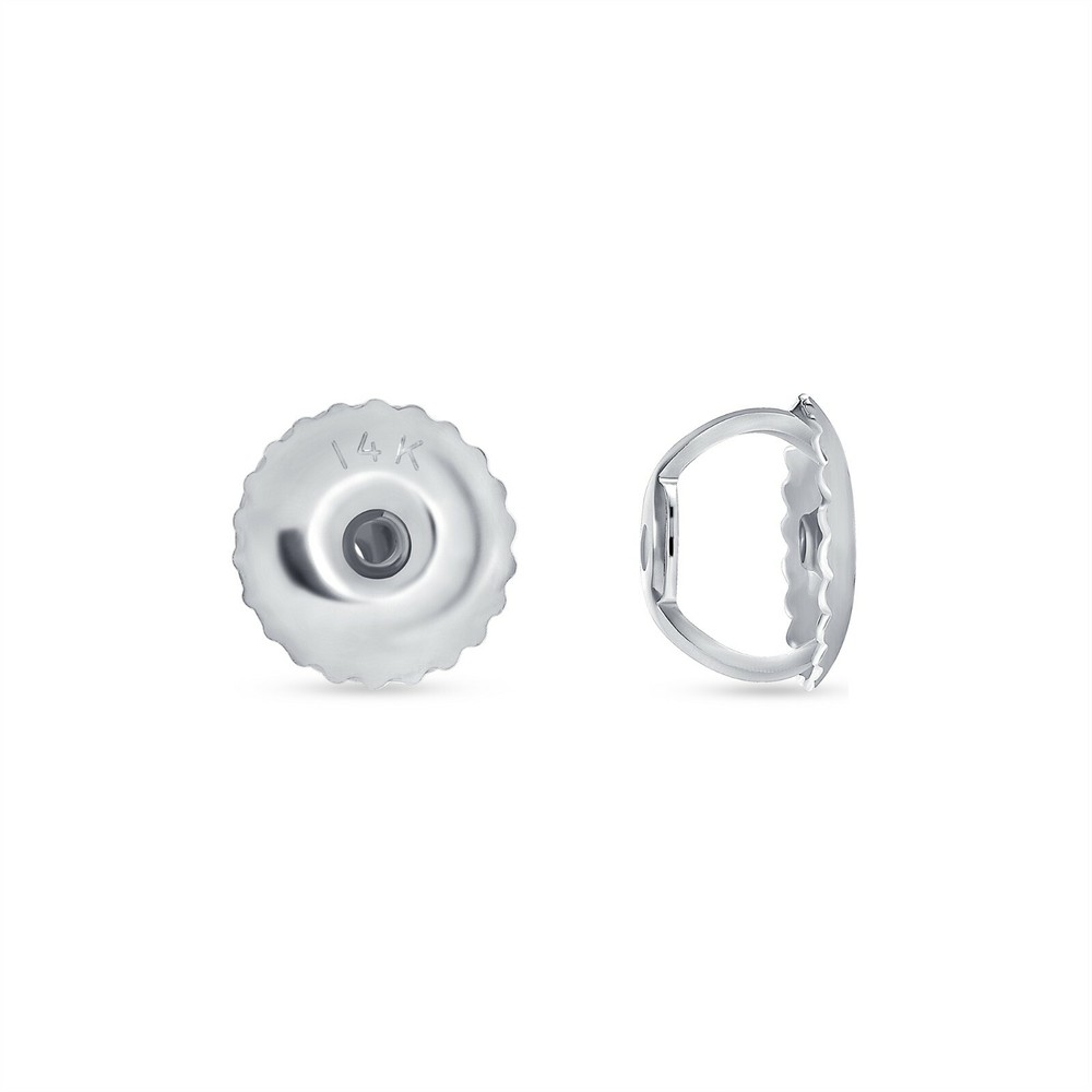 14K White Gold Stud Earring Finding Mounting Setting Round 4-Prong Basket Screw