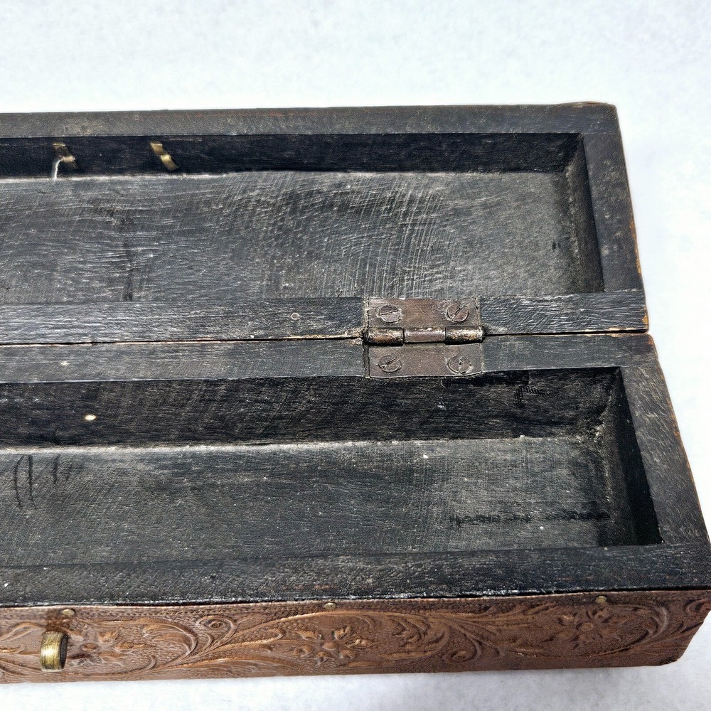 VINTAGE HANDMADE BRASS - FITTED WOODEN STORAGE BOX - MULTIPURPOSE