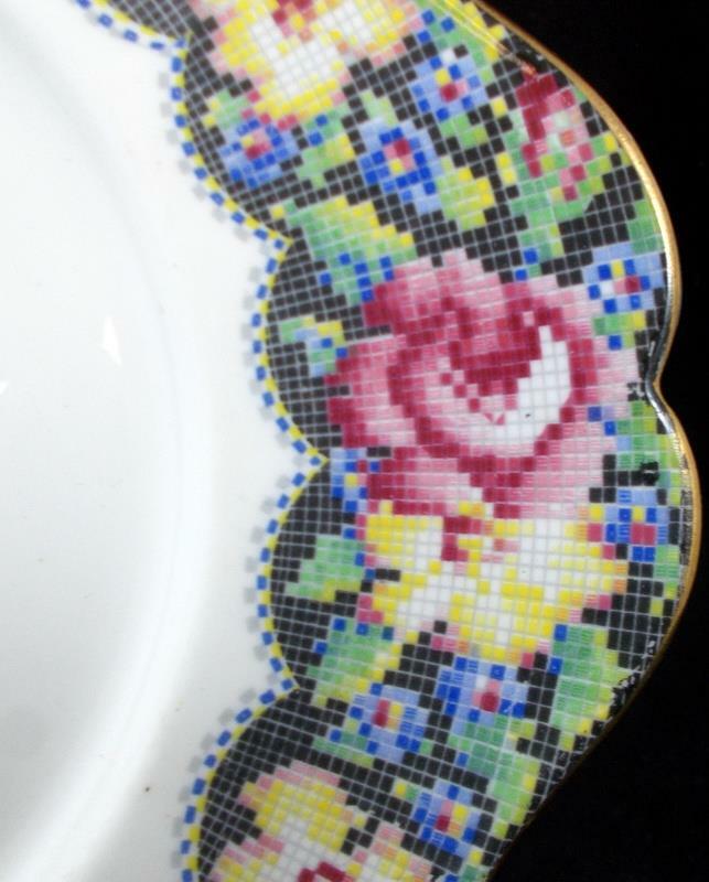 Paragon GINGHAM ROSE Cake Plate, Cup, Mini Creamer, Open Sugar Bowl LIGHT USE