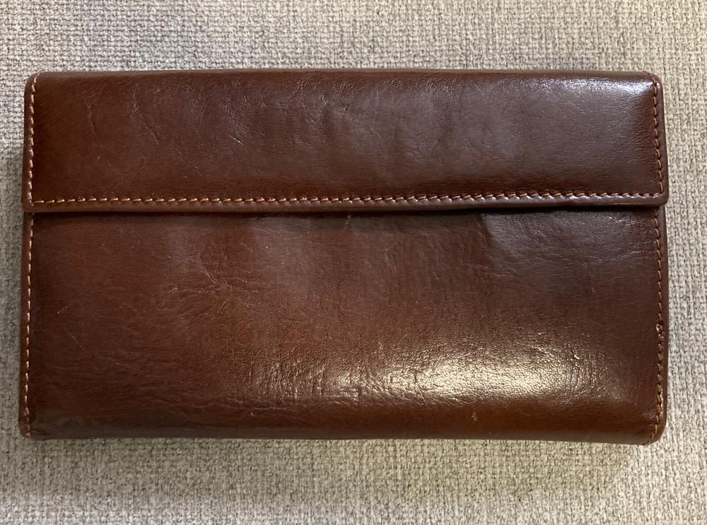 ERIUM Brown Leather Vintage Wallet Check book Organizer