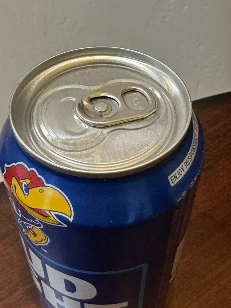 2024 Kansas Jayhawks KU Bud Light - empty Beer Can - Bottom Opened