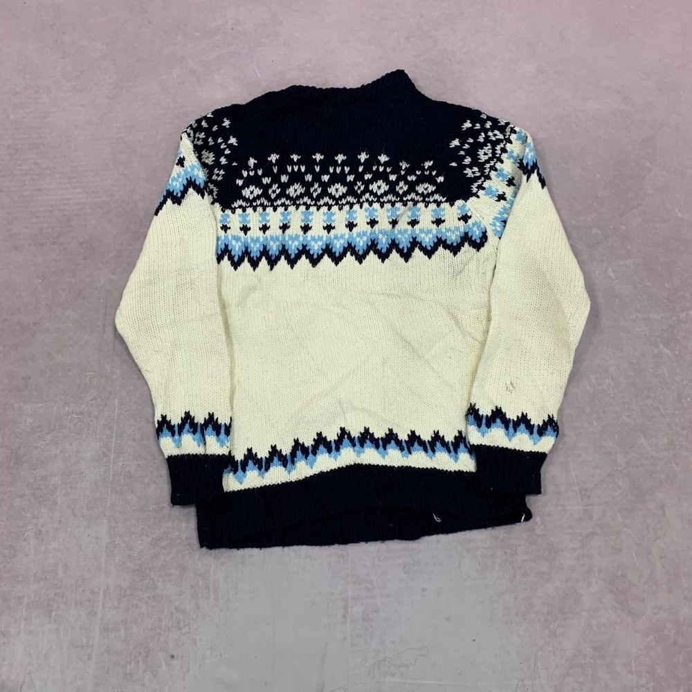 Vintage Knitted Jumper abstract patterned pullover grandad chunky knit sweater