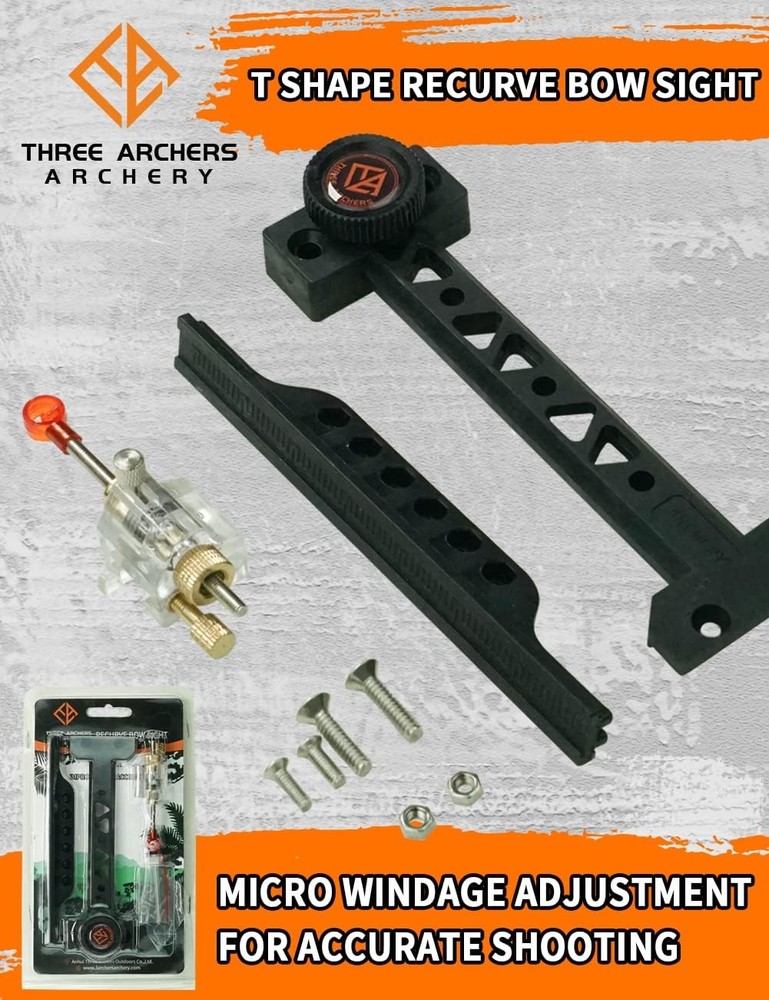 THREE ARCHERS Recurve Bow Sight T Shape Archery Shooting Target Sight Adjustable