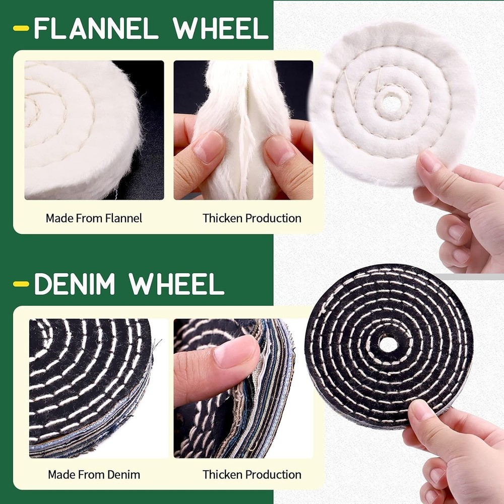 Durable 4-Inch Buffing Wheel Kit for Efficient Polishing on Bench Grinders